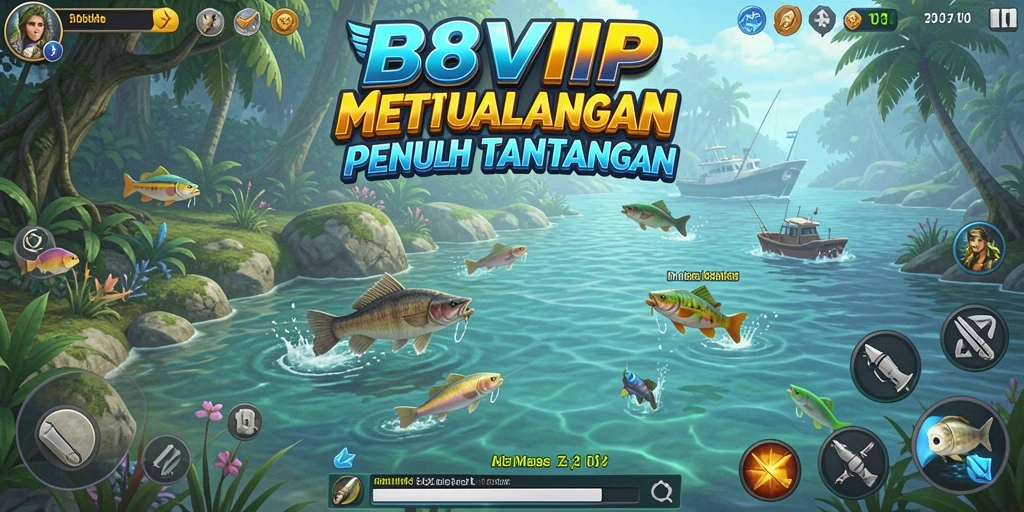 Screenshot gameplay B8VIP yang mempesona dengan suasana memancing yang menenangkan.