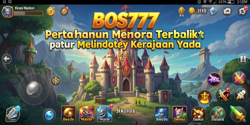 Menampilkan gameplay strategis dalam <strong>BOS777</strong>, dengan berbagai menara dan musuh menantang.