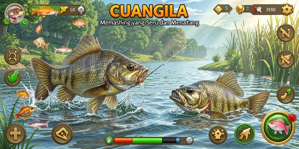 Screenshot gameplay CUANGILA yang menunjukkan serunya memancing.