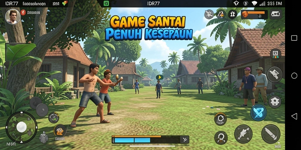 Tampilan karakter lucu dan gameplay yang adiktif di IDR77.