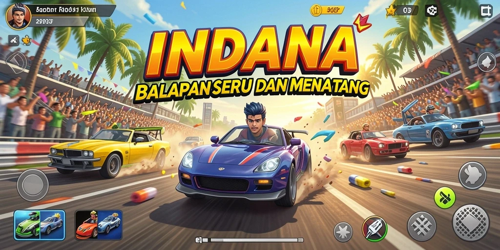 Gameplay balapan seru di INDAAA dengan mobil yang memukau.