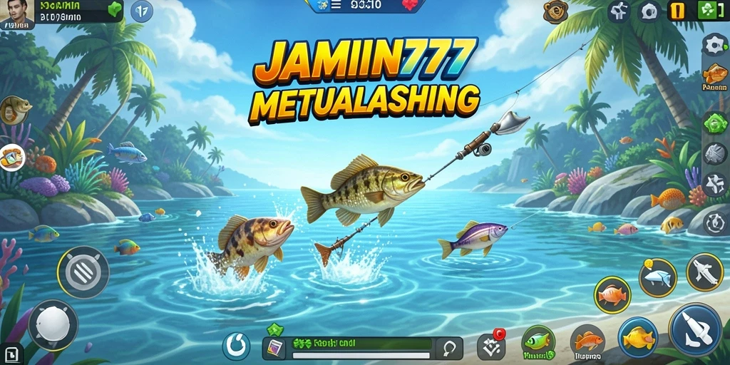 Screenshot dari gameplay seru memancing di JAMIN777.