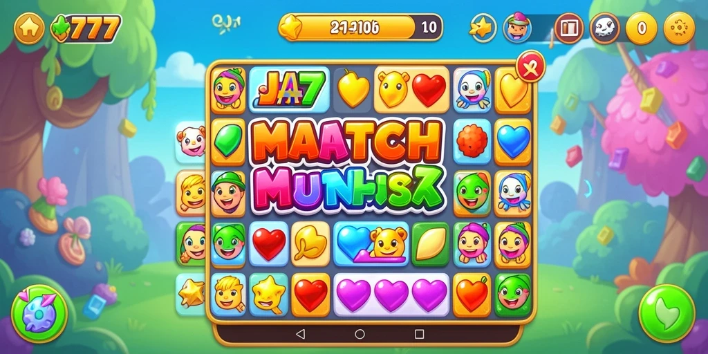 Tangkap layar gameplay seru JELAS777 dengan kombinasi match-3.