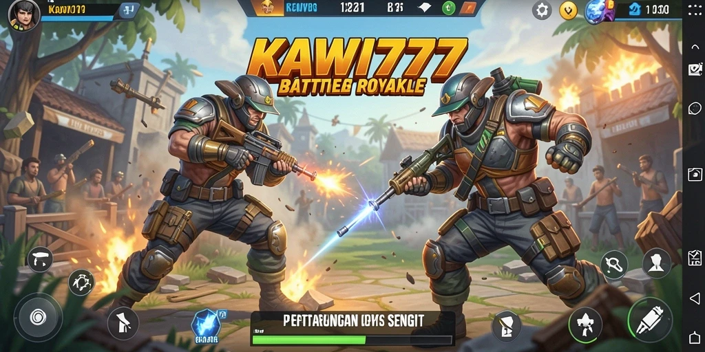 Screenshot gameplay KAWI777 dengan aksi pertarungan Battle Royale.