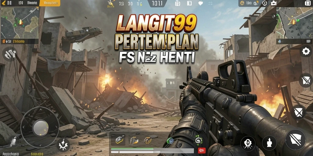 Screenshot LANGIT99 menampilkan aksi seru dalam pertempuran FPS.