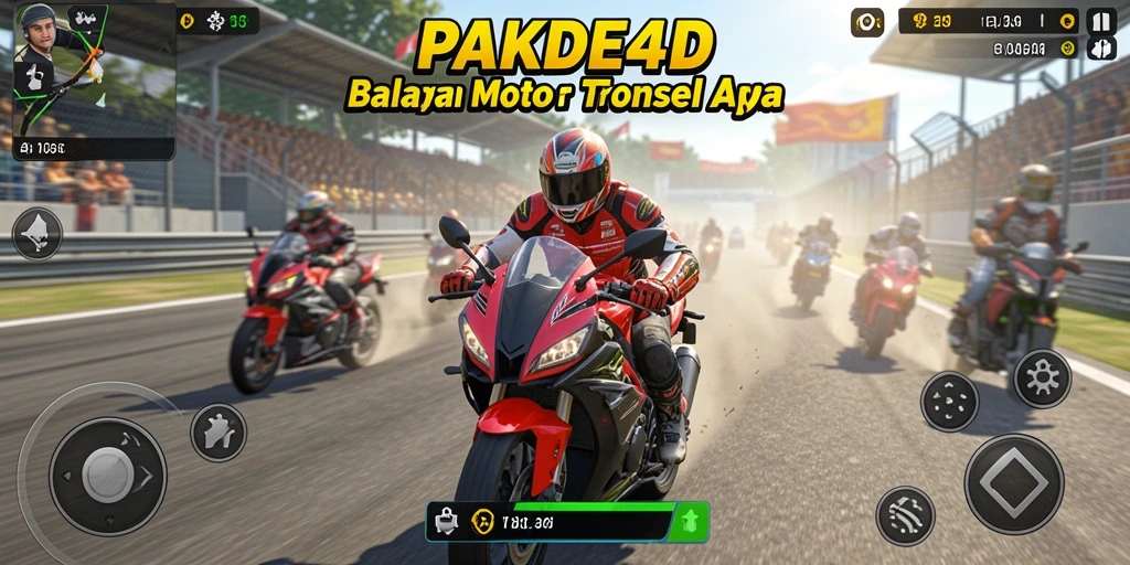Gameplay seru PAKDE4D yang menampilkan balapan motor cepat.