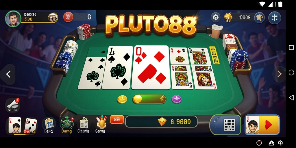 Tampilan gameplay seru dalam PLUTO88 yang menampilkan permainan Domino.
