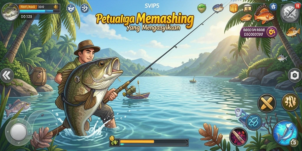 Gameplay seru dan menantang saat memancing di SVIP5.