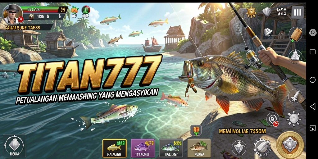Tampilan gameplay TITAN777 yang menakjubkan saat memancing.